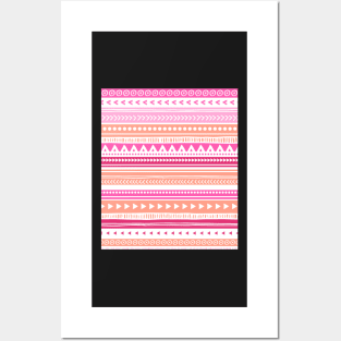 Pink, peach, fuchsia tribal pattern Posters and Art